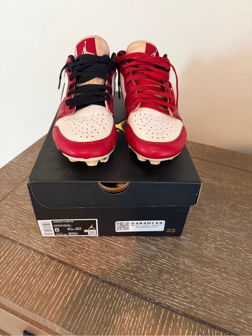 Jordan Men's Football Cleats in Red, White and Black